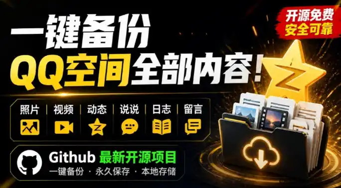 一键将你QQ空间全部内容备份下来！照片/视频/动态信息全存本地，Github最新开源项目QzoneArchive-一起筹课网