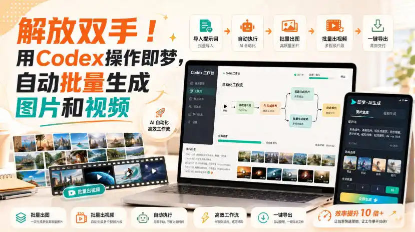 解放双手！用Codex操作即梦，自动批量生成图片和视频-一起筹课网