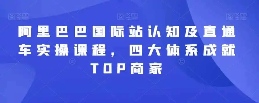 阿里巴巴国际站认知及直通车实操课程,四大体系成就TOP商家-一起筹课网