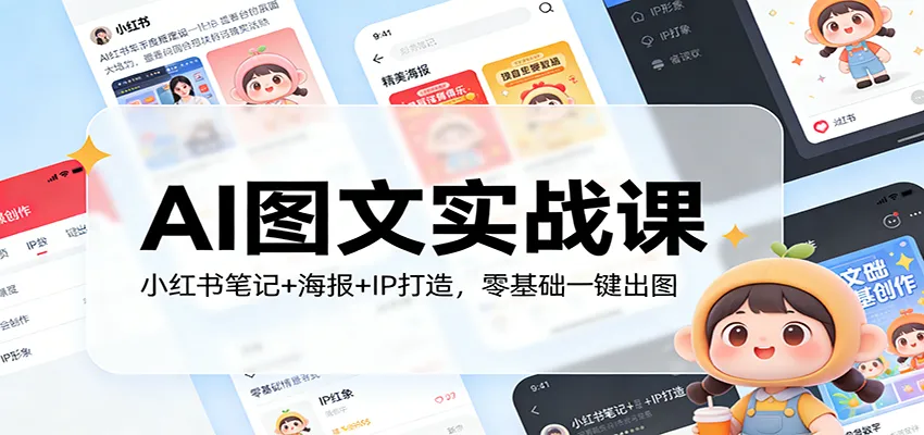 AI图文实战课:小红书笔记+海报+IP打造,零基础一键出图-一起筹课网