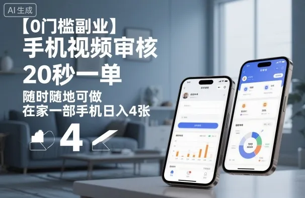 【0门槛副业】手机视频审核,20秒一单,随时随地可做,在家一部手机日入4张【揭秘】