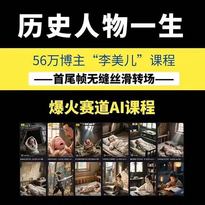 图片[1]-AI历史人物短视频创作，含IP打造、首尾帧无缝转场、智能体视频制作等核心教学内容-一起筹课网