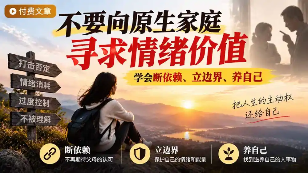 付费文章：不要向原生家庭寻求情绪价值，学会断依赖、立边界、养自己-一起筹课网