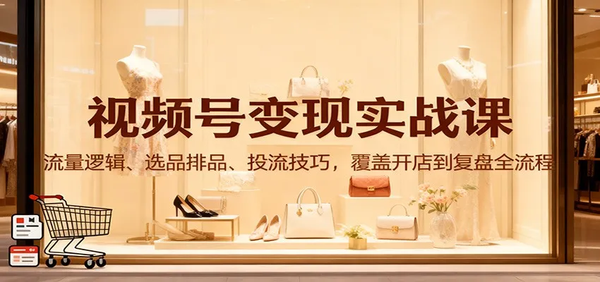 视频号变现实战课：流量逻辑、选品排品、投流技巧，覆盖开店到复盘全流程-一起筹课网