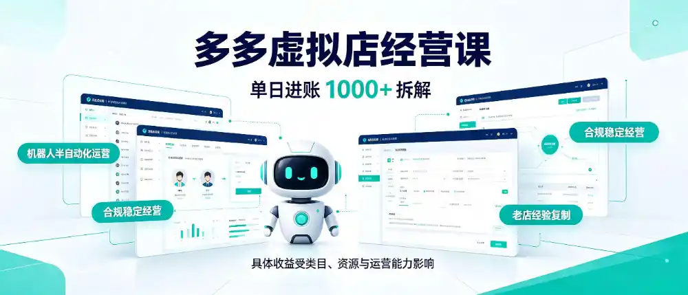 日入1000+的拼多多虚拟小店，AI+机器人实现半自动店铺，新人轻松上手【揭秘】-一起筹课网