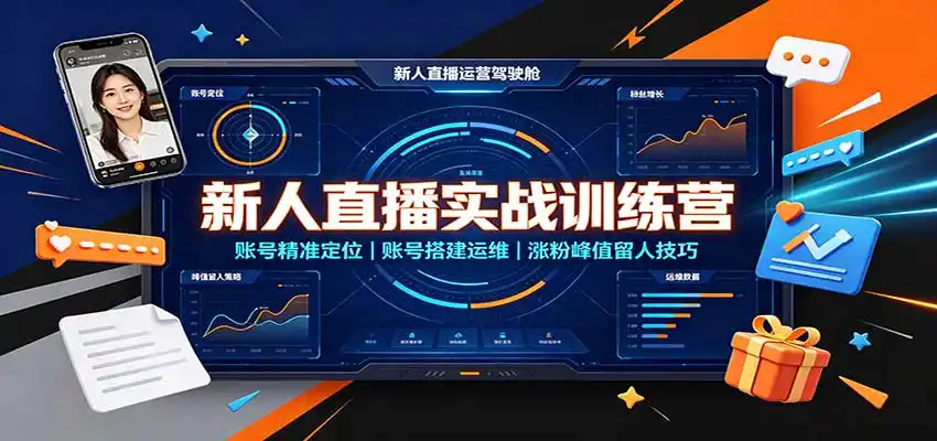 新人直播实战训练营：账号精准定位，账号搭建运维，涨粉峰值留人技巧-一起筹课网