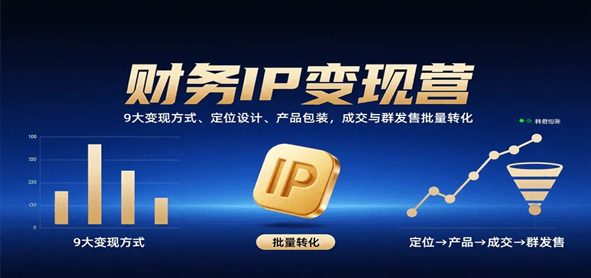 财务IP变现营：9大变现方式、定位设计、产品包装，成交与群发售批量转化-一起筹课网