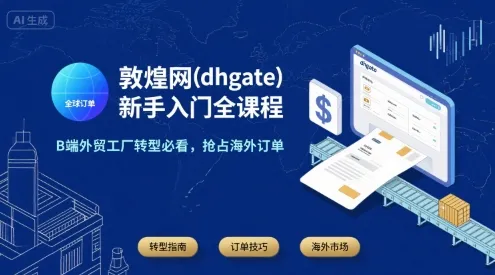 敦煌网(dhgate)新手入门全课程，B端外贸工厂转型必看，抢占海外订单-一起筹课网