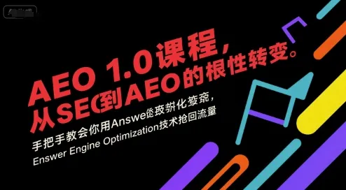 AEO 1.0 课程，从SEO到AE0的基命性转变，手把手教会你用AnswerEngineOptimization技术抢回流量-一起筹课网