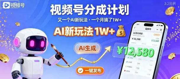 视频号分成计划：又一个AI新玩法，一个月搞了1W+，纯AI生成，一键发布即可-一起筹课网