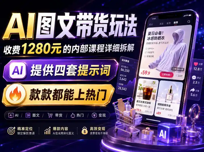 AI图文带货内部玩法，1280内部课程对外系统拆解，看完直接上手变现！-一起筹课网