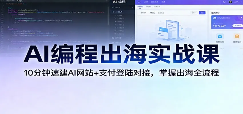 AI编程出海实战课：10分钟速建AI网站+支付登陆对接，掌握出海全流程-一起筹课网