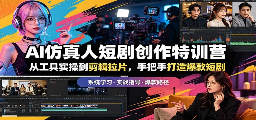 AI仿真人短剧创作特训营：从工具实操到剪辑拉片，手把手打造爆款短剧-一起筹课网