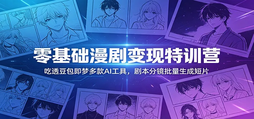 零基础漫剧变现特训营:玩转豆包即梦多款AI工具,剧本分镜批量生成短片-一起筹课网