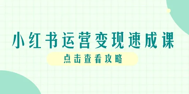 小红书运营变现速成课，账号搭建到暴力起号，个人IP全流程指南-一起筹课网