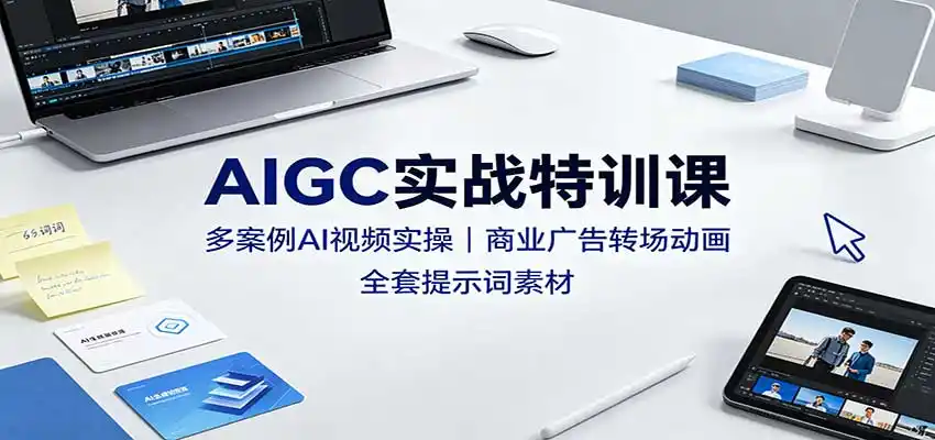 AIGC实战特训课：多案例AI视频实操，商业广告转场动画，全套提示词素材-一起筹课网