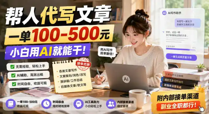 帮人代写文章，一单100-500，小白用AI就能干，附内部接单渠道，副业全职都行【揭秘】-一起筹课网
