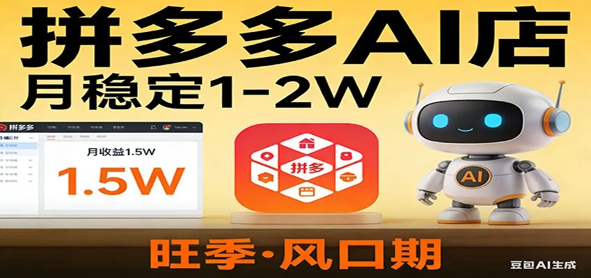 开一家拼多多AI店,月稳定1-2W,目前旺季,风口期!-一起筹课网