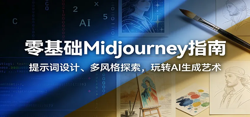 零基础Midjourney指南:提示词设计、多风格探索,玩转AI生成艺术-一起筹课网