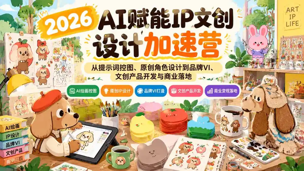 2026AI赋能IP文创设计加速营：从提示词控图、原创角色设计到品牌VI、文创产品开发与商业落地-一起筹课网