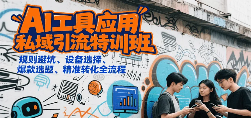 AI工具应用私域引流特训班,规则避坑、设备选择、爆款选题、精准转化全流程-一起筹课网