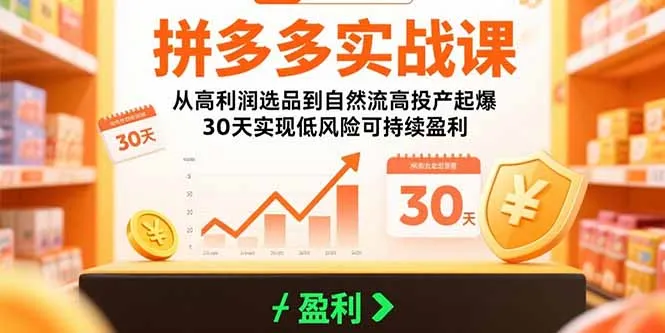 拼多多实战课:从高利润选品到自然流高投产起爆 30天实现低风险可持续盈利-一起筹课网