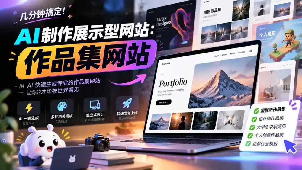 几分钟搞定，AI制作展示型网站制作：作品集网站，用AI快速生成专业的作品集网站，接单变现！-一起筹课网