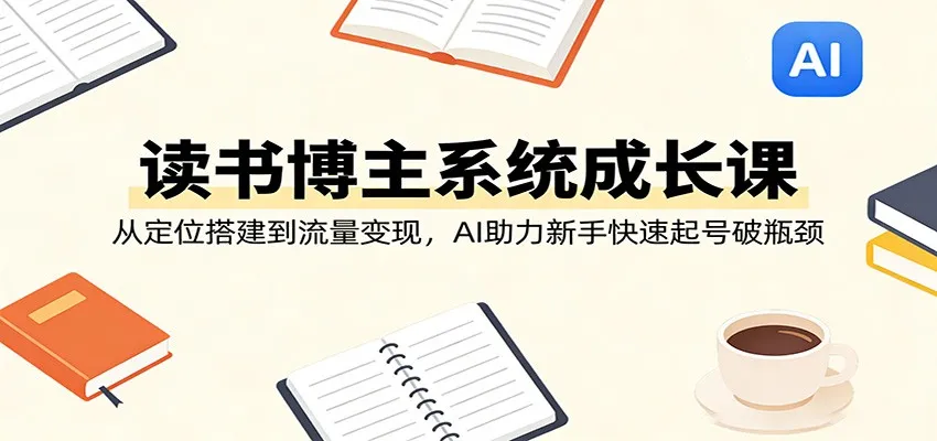 读书博主系统成长课：从定位搭建到流量变现，AI助力新手快速起号破瓶颈-一起筹课网