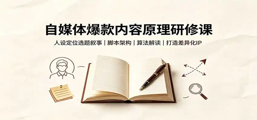 自媒体爆款内容原理研修课：人设定位选题叙事，脚本架构，算法解读打造差异化IP-一起筹课网