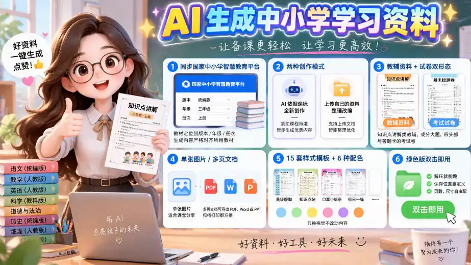 孩子的教辅别再乱买了：同步国家中小学智慧平台，AI一键生成图文教辅和试卷-一起筹课网