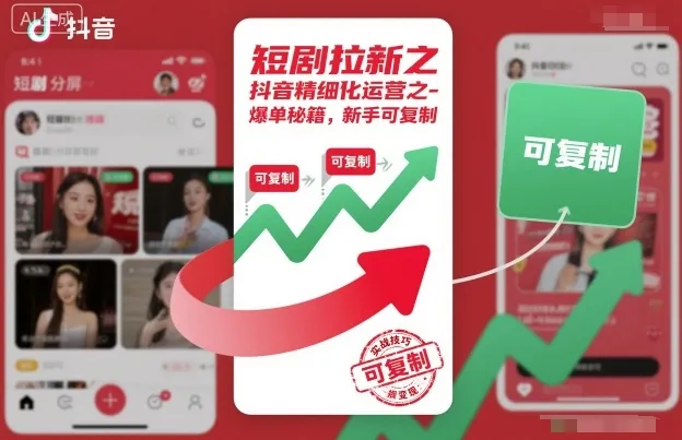 短剧拉新之抖音精细化运营之爆单秘籍,新手可复制-一起筹课网