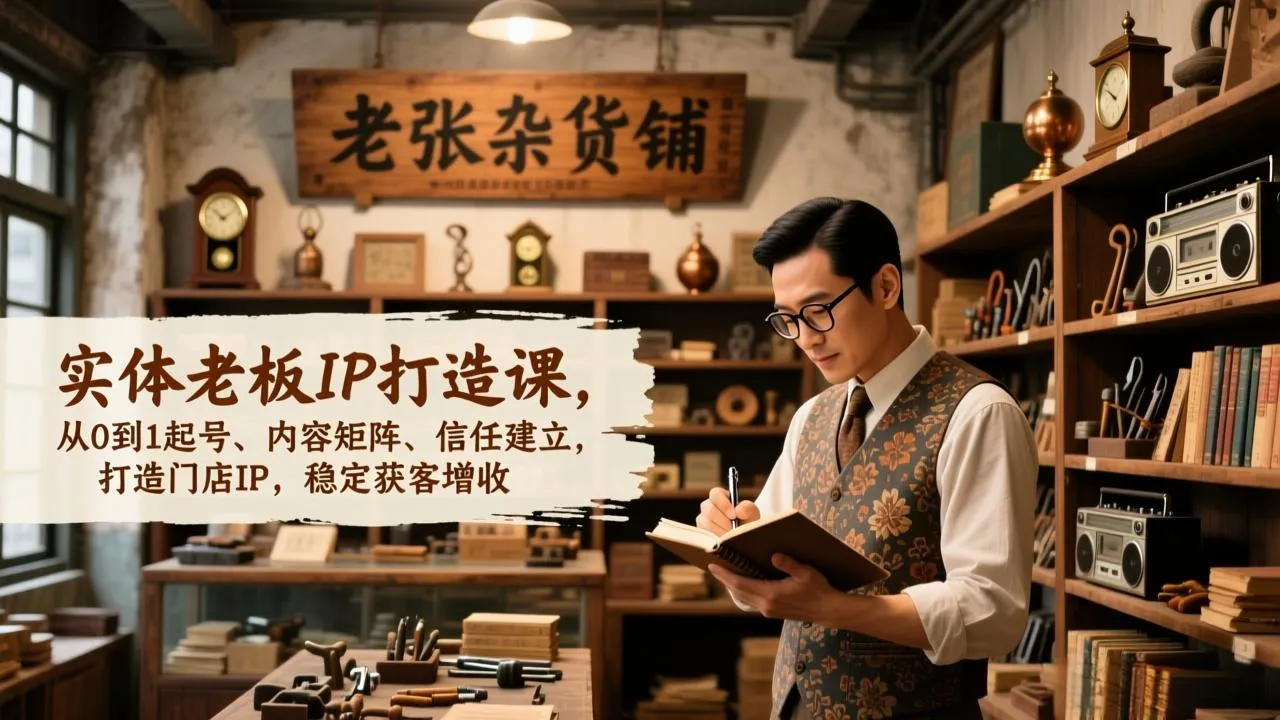 实体老板IP打造课,从0到1起号、内容矩阵、信任建立,打造门店IP,稳定获客增收-一起筹课网
