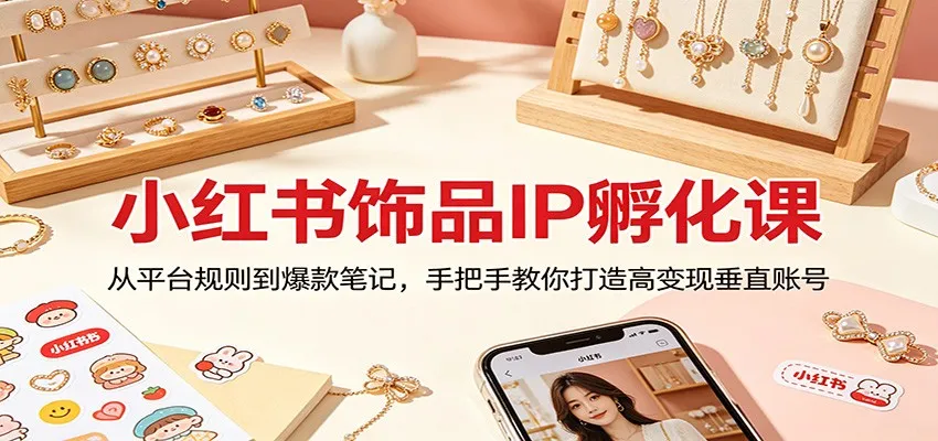 小红书饰品IP孵化课：从平台规则到爆款笔记，手把手教你打造高变现垂直账号-一起筹课网