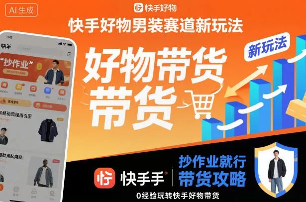 快手好物男装赛道新玩法,抄作业就行,0经验玩转快手好物带货-一起筹课网
