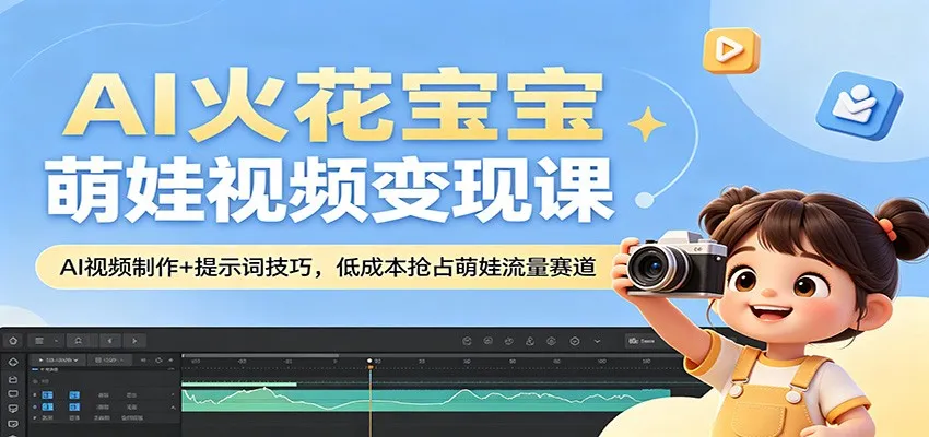AI火花宝宝萌娃视频变现课:AI视频制作+提示词技巧,低成本抢占萌娃流量赛道-一起筹课网