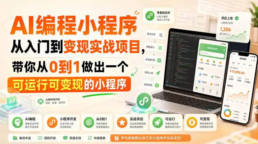 AI编程小程序从入门到变现实战项目，带你从0到1做出一个可运行可变现的小程序-一起筹课网