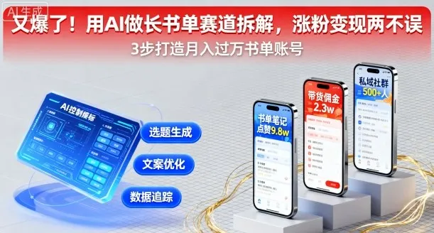 又爆了！用AI做长书单赛道拆解，涨粉变现两不误-一起筹课网