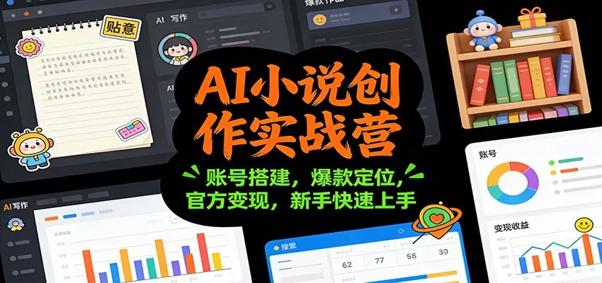 AI小说创作实战营：账号搭建，爆款定位，官方变现，新手快速上手-一起筹课网