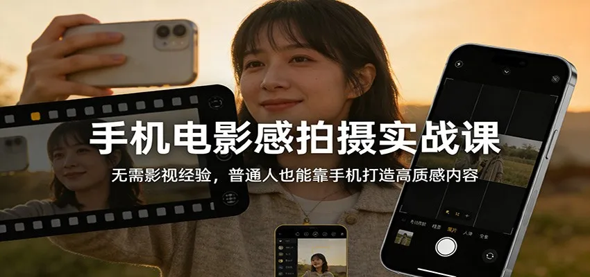 手机电影感拍摄实战课：无需影视经验，普通人也能靠手机打造高质感内容-一起筹课网