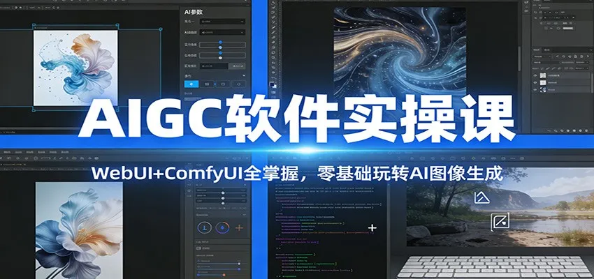 AIGC软件实操课:WebUI+ComfyUI全掌握,零基础玩转AI图像生成-一起筹课网
