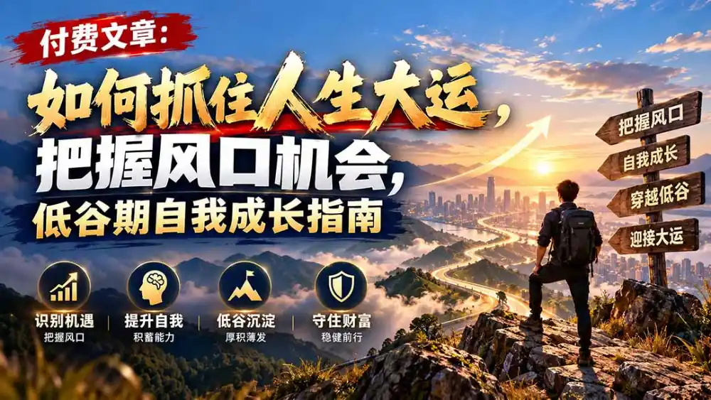 付费文章：如何抓住人生大运，把握风口机会，低谷期自我成长指南-一起筹课网