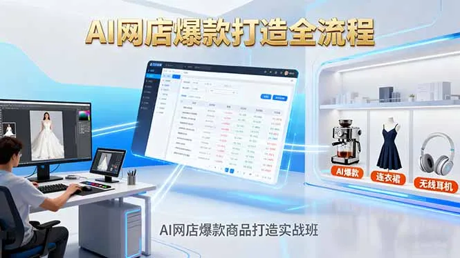 AI网店爆款商品打造实战班:AI技术实现商品图智能处理,快速搭建AI网店-一起筹课网
