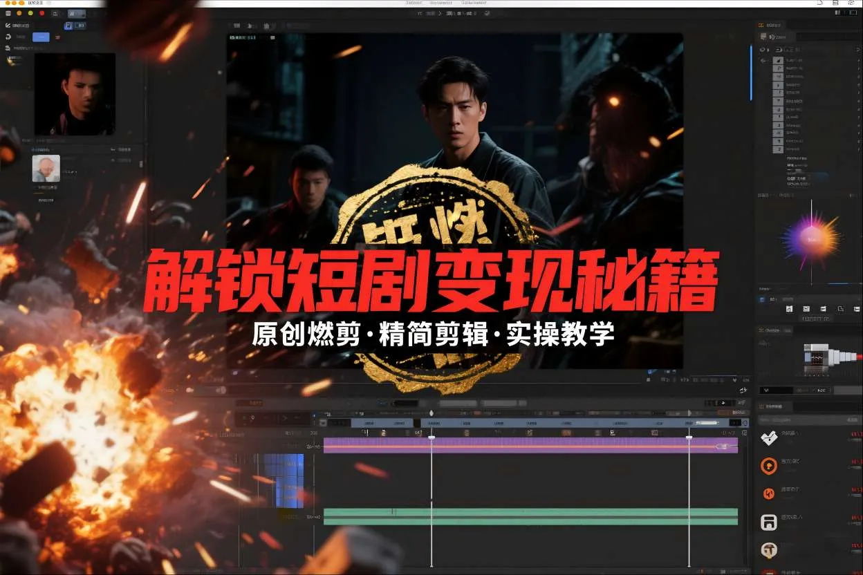 短剧拉新之原创燃剪精简剪辑实操课，解锁短剧变现秘籍-一起筹课网