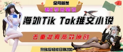 海外tiktok小说推文暴力项目，高停留率，高转化率，上手后一天搞顿饭钱不是问题-一起筹课网