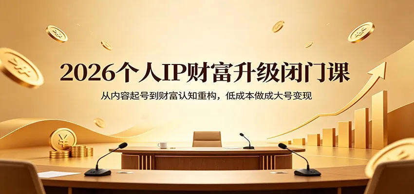 2026个人IP财富升级闭门课：从内容起号到财富认知重构，低成本做成大号变现-一起筹课网