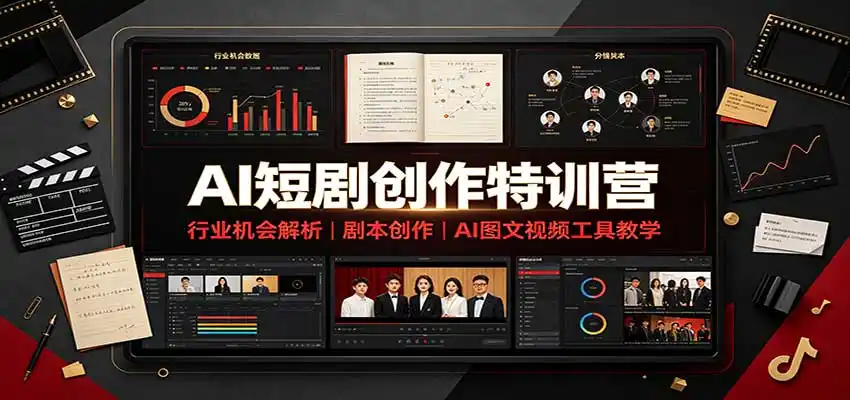 AI短剧创作特训营：行业机会解析，剧本创作，AI图文视频工具教学(文字版)-一起筹课网