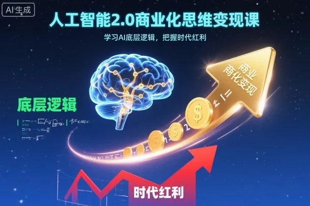 人工智能2.0商业化思维变现课,学习AI底层逻辑,把握时代红利-一起筹课网