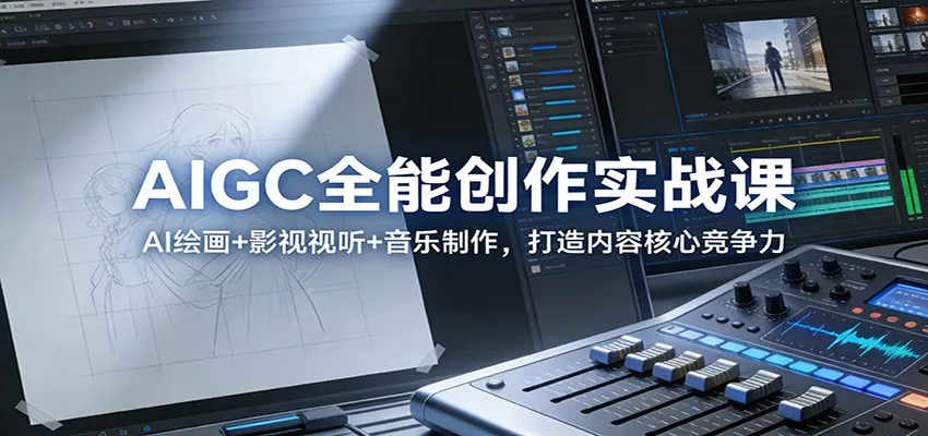 AIGC全能创作实战课:AI绘画+影视视听+音乐制作,打造内容核心竞争力-一起筹课网