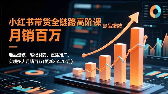 小红书带货全链路高阶课，选品爆破、笔记裂变、直播推广，实现多店月销百万(更新25年12月-一起筹课网