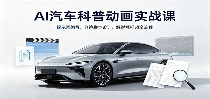AI汽车科普动画实战课：提示词编写，分镜脚本设计，解说短视频全流程-一起筹课网